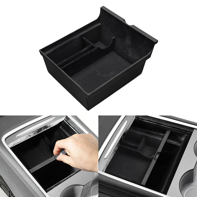 for Tesla el 3/Y Interior Accessories Car Central Armrest Storage Box Center Console Flocking Organizer Containers