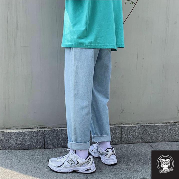 Quần jean baggy nam nữ ống suông rộng lưng chun 2020 | BigBuy360 - bigbuy360.vn