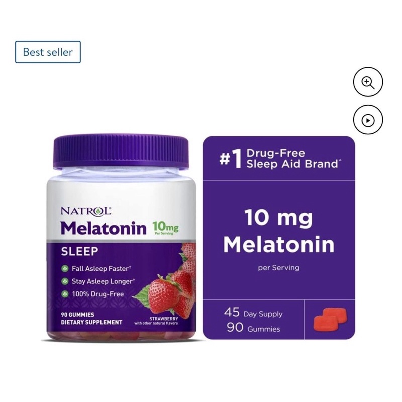 [BILL MỸ] Kẹo dẻo Natrol Melatonin 10mg hỗ trợ giúp ngủ ngon