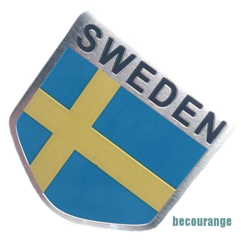 [becourange]1Pc Sweden flag logo emblem alloy badge car motorcycle decor stickers