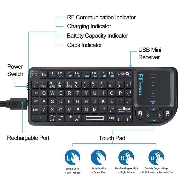 Smart TV Keyboard &amp; TouchPad Rii®️ - Bàn Phím Chuột Không Dây TV - Home and Garden