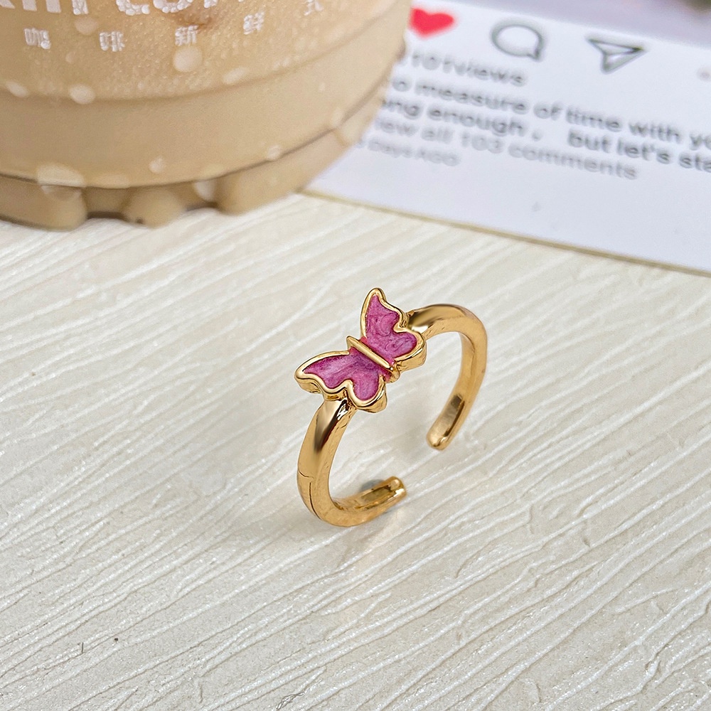 Nhẫn hợp kim mặt hình bướm xinh xắn thời trang