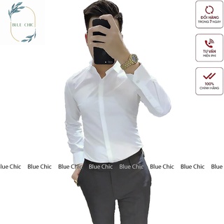 Áo sơ mi nam Blue Chic giấu cúc vải chống nhăn, phong cách Hàn Quốc