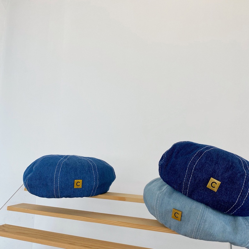 Nón Beret Denim Thời Trang Retro Đơn Giản Cá Tính Kiểu Hàn Quốc Cho Bé Trai