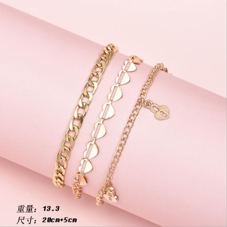 Lắc Chân Nhiều Lớp Hình Trái Tim Xinh Xắn Cho Nữ