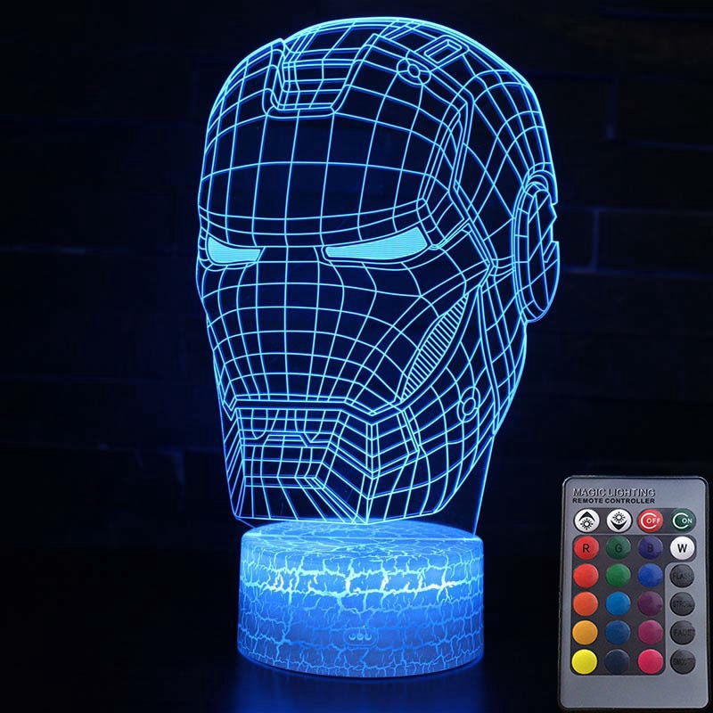 Avengers 3d led usb đèn ngủ thanos deadpool để bàn đèn đầu giường spiderman hulk người sắt mặt nạ mô hình đồ chơi từ xa