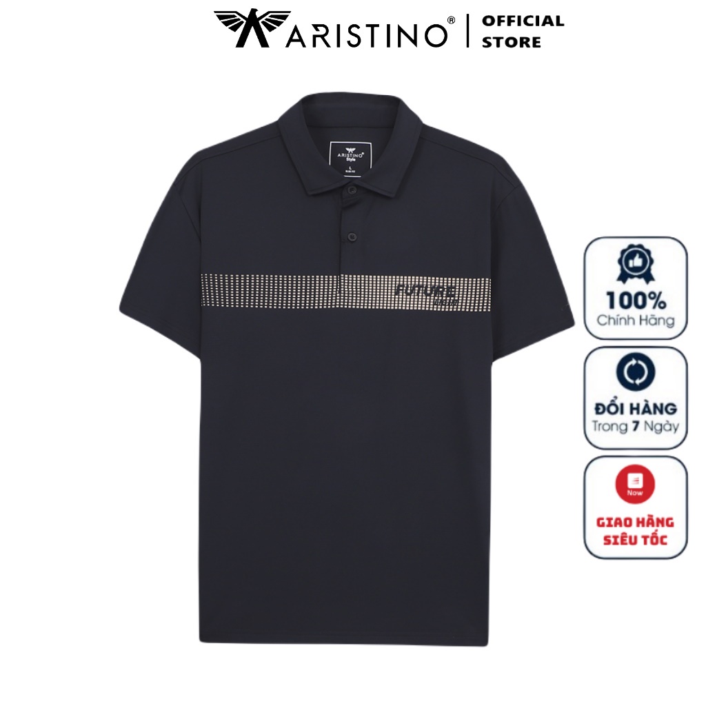 Áo Thun Polo Ngắn Tay Có Cổ Bẻ ARISTINO APS102S2 Phông Nam màu đen mesh dáng suông vừa vải Polyester thể thao cao cấp