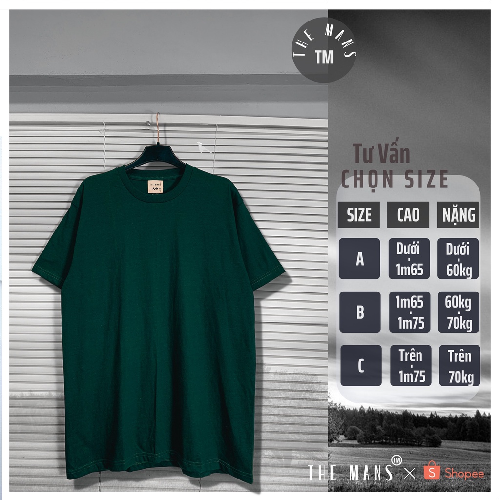 Áo Thun Trơn Basic THEMANS - Tshirt Xanh LÁ Cotton 100%