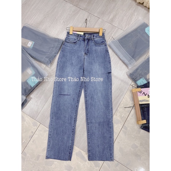 quần jean ống đứng lưng cao co giãn( hình thật shop Thảo Nhỏ Store chụp )