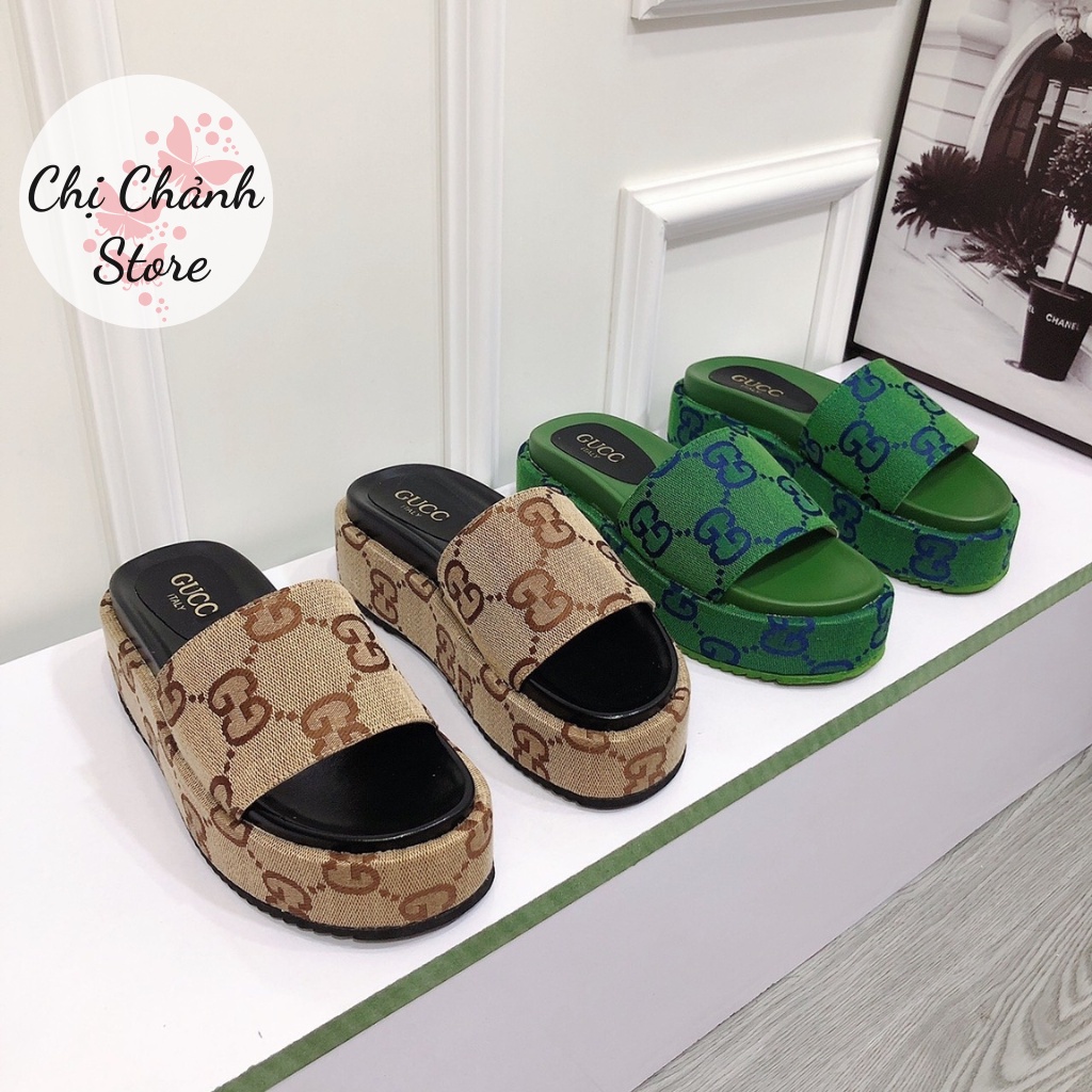 Dép Xuồng Đế Bánh Mì 7p HOT Chất Nhẹ Đi Êm Bọc Canvas Cao Cấp Cực Đẹp - Màu Xanh Màu Nâu Chị Chảnh Store