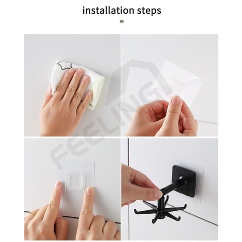 FEELING 360° Móc Treo Đồ Dạng Lật Dọc Dán Tường Đa Năng Xoay 360 Độ Không Đục Lỗ Chống Nước Sắp Xếp Gọn Gàng Cho Nhà Bếp
