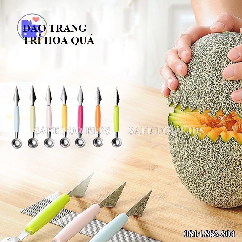 Dao Khắc Hoa Quả - Dụng Cụ Khắc Tỉa Nạo Hoa Quả 2 Đầu Có Lỗ Tạo Viên