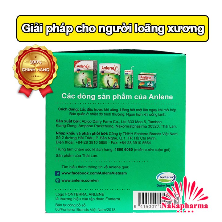 ✅ Lốc 4 hộp sữa nước Anlene đậm đặc 4x 125ml – Ít béo, hương vani, giúp bổ sung canxi cho người lớn tuổi