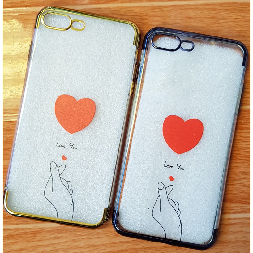 Ốp Lưng iPhone 7 Plus / 8 Plus Dẻo Si 2 Đầu Hình Tim Cao Cấp