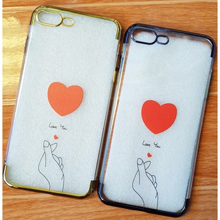 Ốp Lưng iPhone 7 Plus / 8 Plus Dẻo Si 2 Đầu Hình Tim Cao Cấp