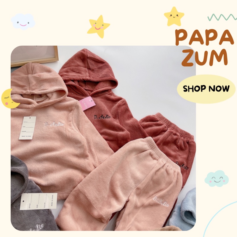 Đồ bộ cho bé quần áo thu đông bé trai bé gái lông cừu D.Studio siêu yêu PAPAZUM SA1394