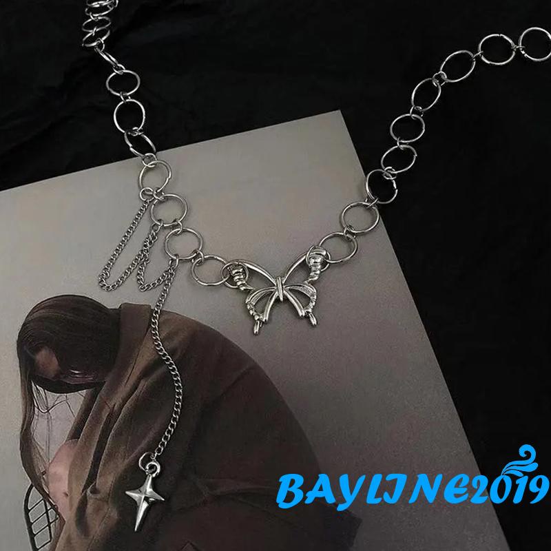 Bay-Women Butterfly Choker Necklace, Silver Adjustable Collarbone Chain, Gifts for Wife/ Girlfriend