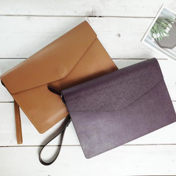 Ví da nam Clutch A4 da Safiano, ví handmade, độ bền cao,