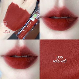 New New! [D36 Nâu Gỗ] Son Kem Siêu Lì Không Chì Mềm Môi - Son Dolly Diamond Velvet Cao Cấp 