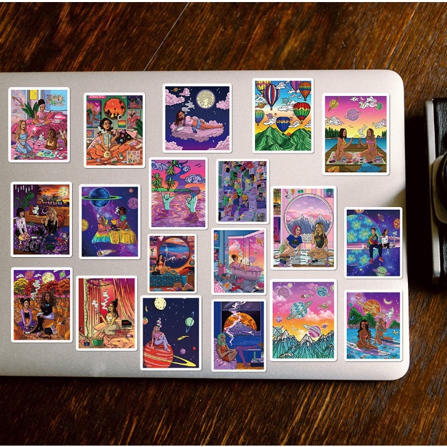 Combo Sticker CÁ TÍNH nhựa PVC không thấm nước, dán nón bảo hiểm, laptop, điện thoại, Vali, xe