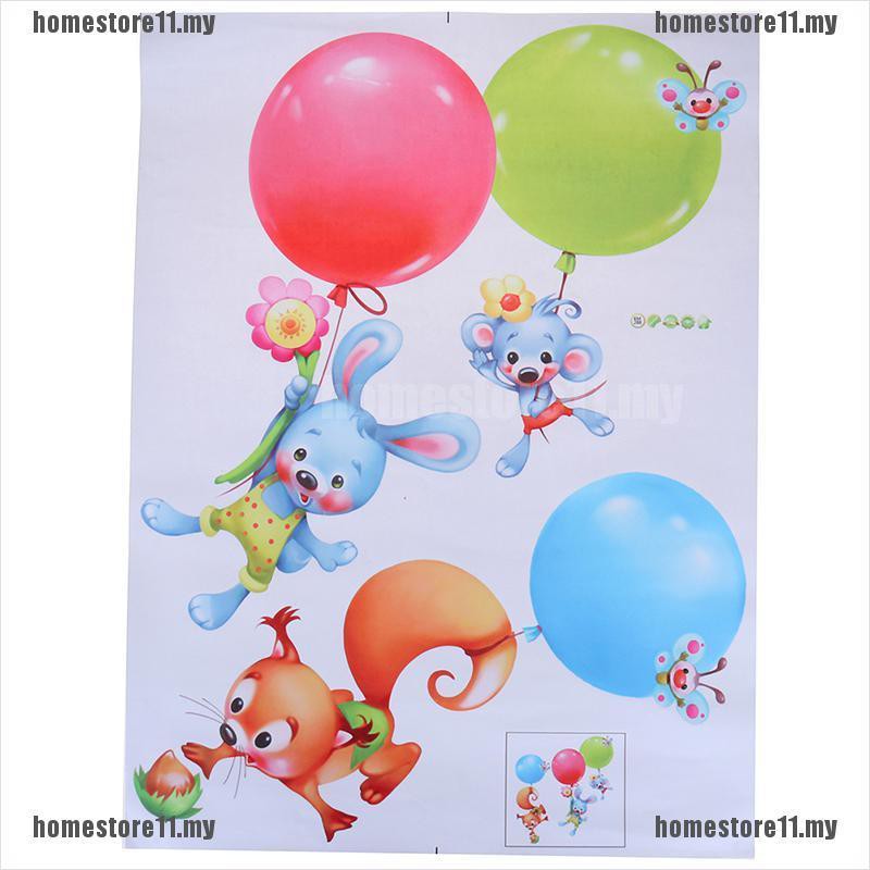 Sticker Dán Tường Họa Tiết Hình Con Sóc Và Bong Bóng Theo Phong Cách Hoạt Hình Dùng Trang Trí Phòng Cho Trẻ Nhỏ