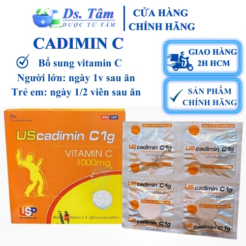 Viên sủi Uscadimin C1g hộp 4 viên *10 viên
