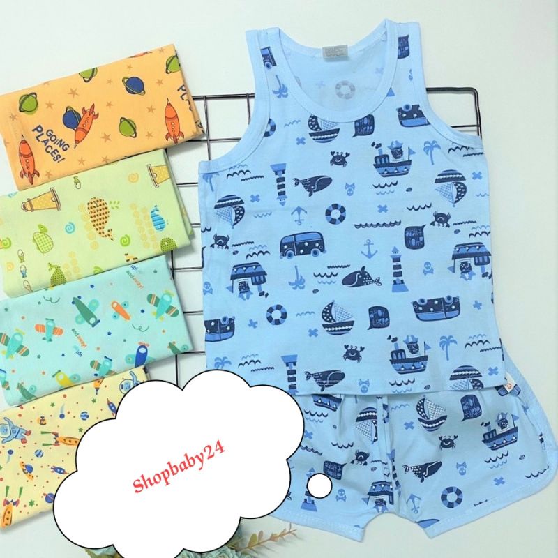 Bộ  thun cotton nhiều hoạ tiết hiệu Susu cho bé trai từ 3 đến 23kg