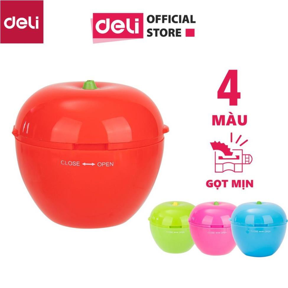 Gọt chì trái táo Deli - 2 lỗ - Xanh lá/Xanh dương/Hồng/Đỏ - 1 chiếc - E0566 [Deli]