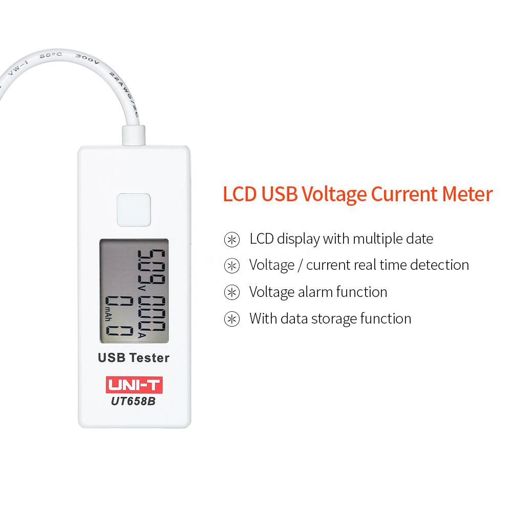Thiết bị kiểm tra điện áp và cường độ dòng điện cổng USB có màn hình LCD DC3~9V 0~3.5A UNI-T UT658B