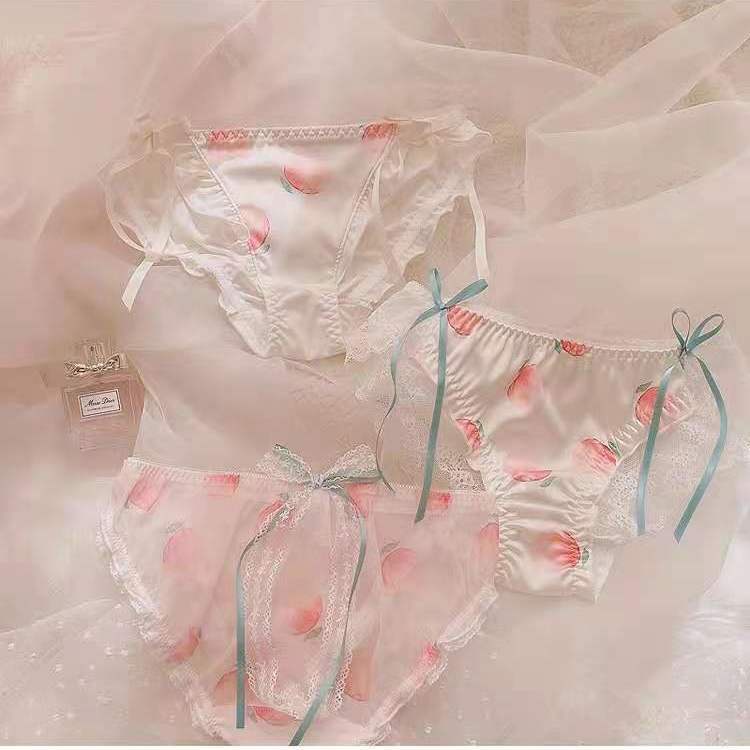Quần Lót Ren Lưng Thấp Hình Quả Đào Ngọt Ngào Dễ Thương Cho Nữ
