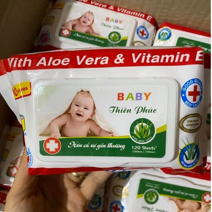 Combo 5 gói khăn giấy ướt Baby Thiên Phúc 1 gói 100 tờ - an toàn sức khoẻ