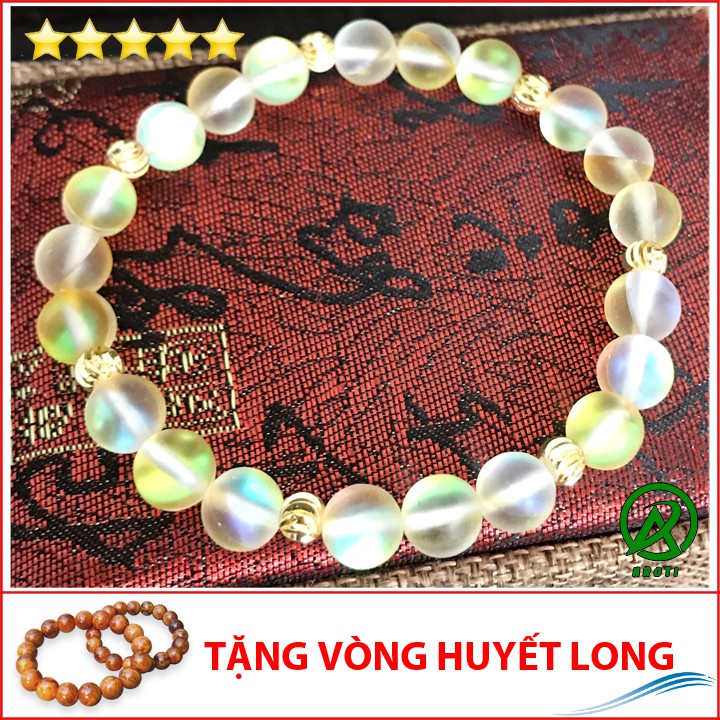 V246-08 Vòng phong thủy ánh trăng màu vàng 8 ly V246-08(HL)- Kèm Vòng Gỗ Huyết Long