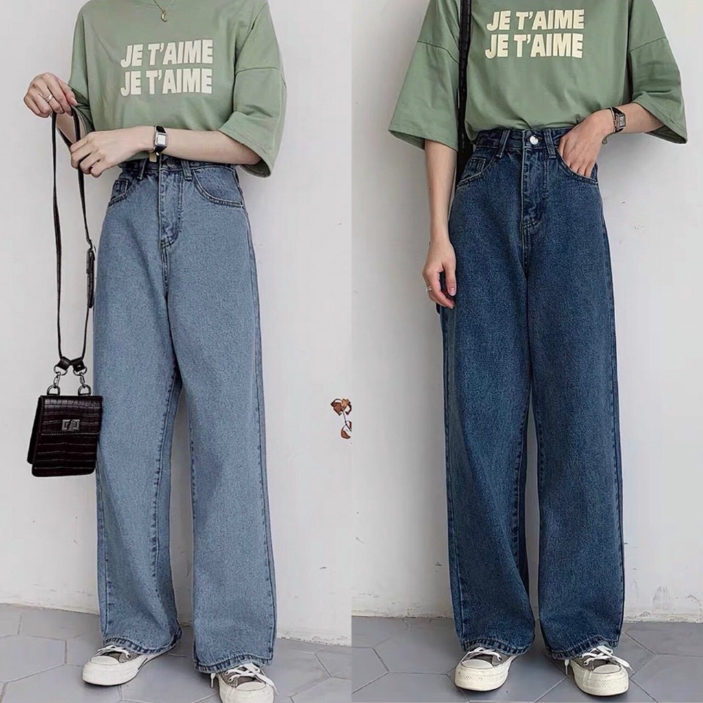 QUẦN JEANS ỐNG RỘNG LƯNG CAO