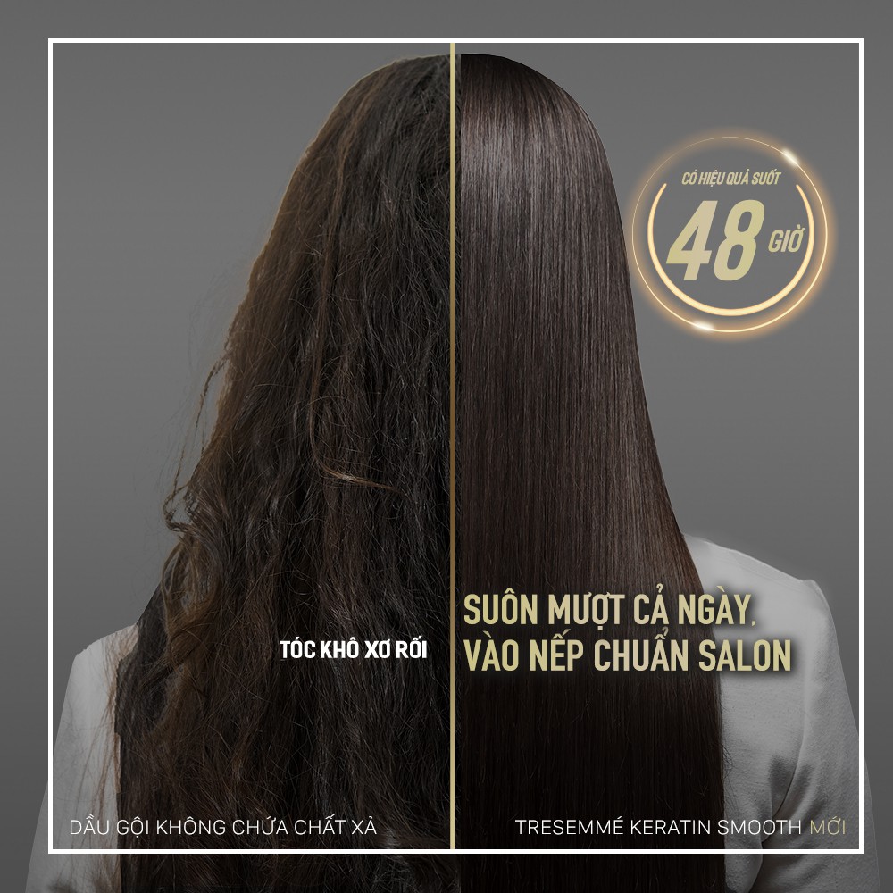 Combo Dầu Gội, Dầu Xả, Kem Ủ, Serum TRESEMME Keratin Smooth Cho tóc khô xơ rối Vào Nếp Suôn Mượt 640g, 620g, 180ml, 97ml