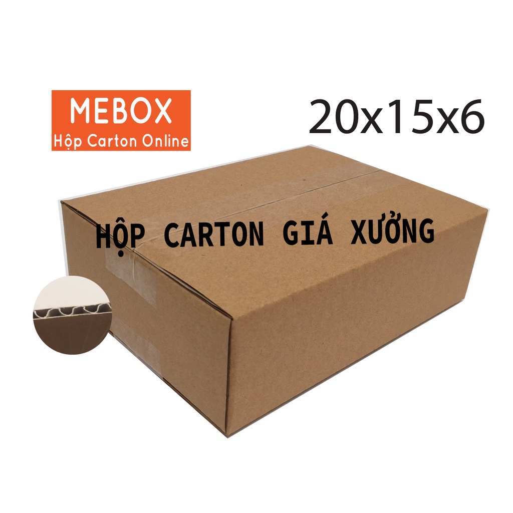 thùng hộp carton đóng hàng 20x15x6 bộ 100