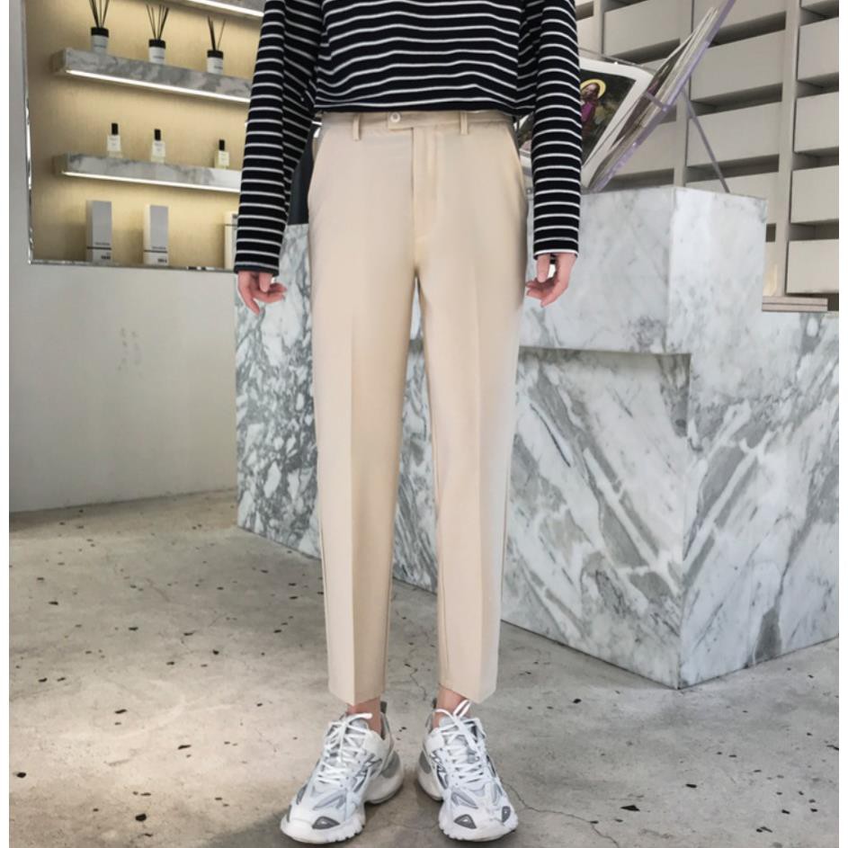 [Tiền Nào Của Đấy]Quần Baggy Nam Màu Kem Ống Rộng Vải Co Giãn,Không Xù Phong Cách Hàn Quốc Hot Trend 2020-V01 | BigBuy360 - bigbuy360.vn