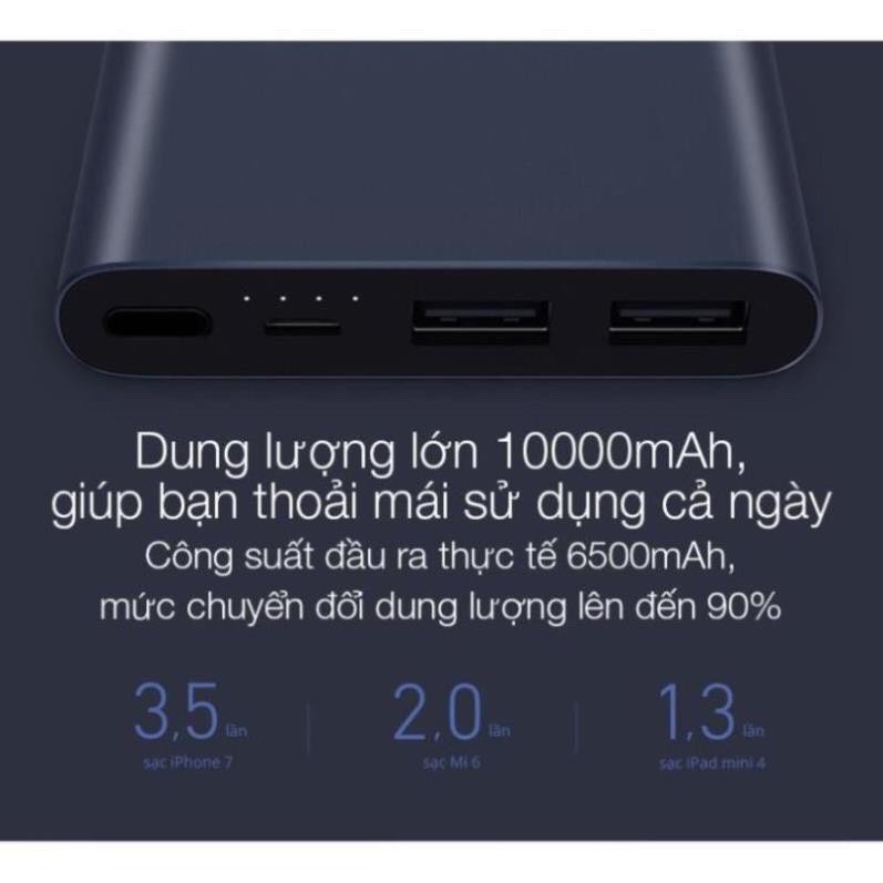 [CHÍNH HÃNG] Sạc dự phòng Xiaomi Gen 2 dung lượng 10000mAh có đèn báo - Sạc pin dự phòng Xiaomi 2 cổng sạc - BH 1 năm