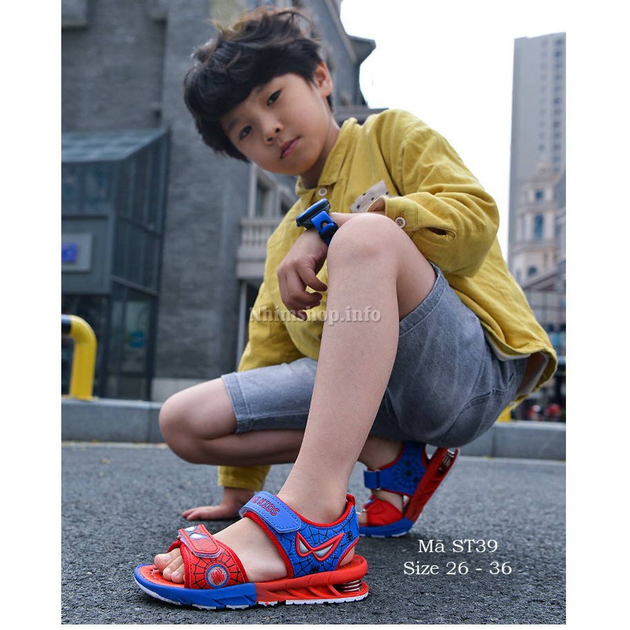 Sandal siêu nhân spiderman cho bé trai 3 - 12 tuổi quai ngang đế lò so phong cách Hàn Quốc cực chất ST39