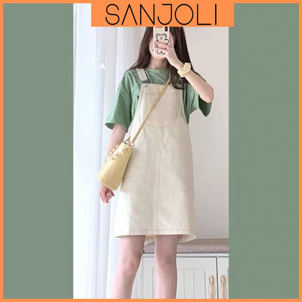 Yếm Váy Nữ Babydoll SANJOLI Váy Jean Chữ A Suông Kiểu Vintage Hàn Quốc Mặc Đi Chơi Đi Học QDE1