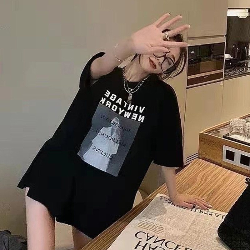 Áo Thun Tay Ngắn Dáng Rộng Thời Trang Mùa Hè Phong Cách Hip Hop Hàn Quốc 3XL