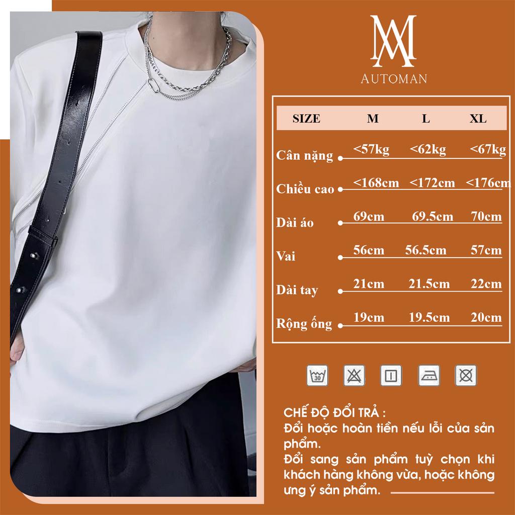 Áo thun phông nam cộc tay khoá kéo basic chất cotton 2 chièu cao cấp AUTOMAN A100