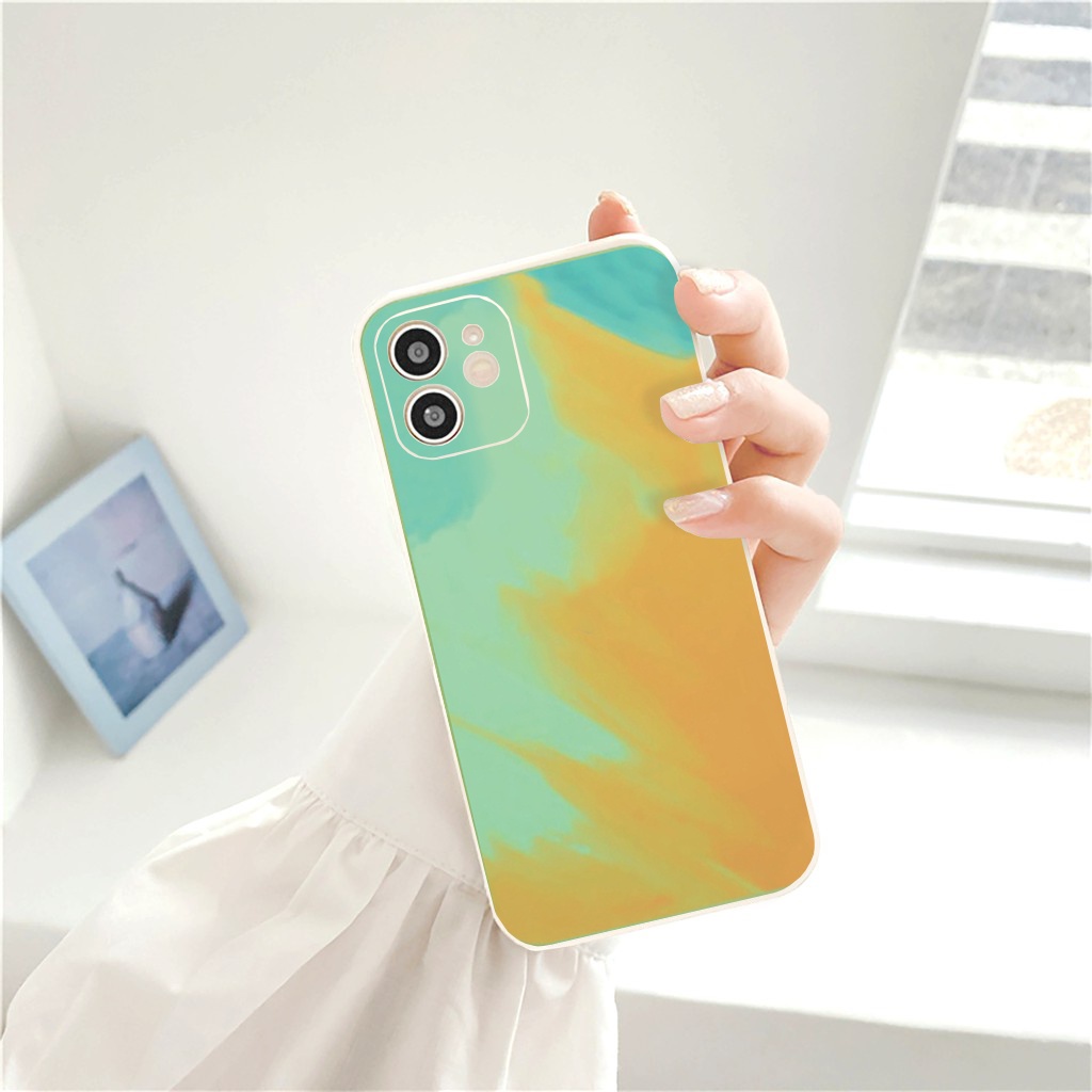 Ốp lưng iphone cạnh vuông hiệu ứng loang màu dành cho iphone 6 đến 14promax - E104