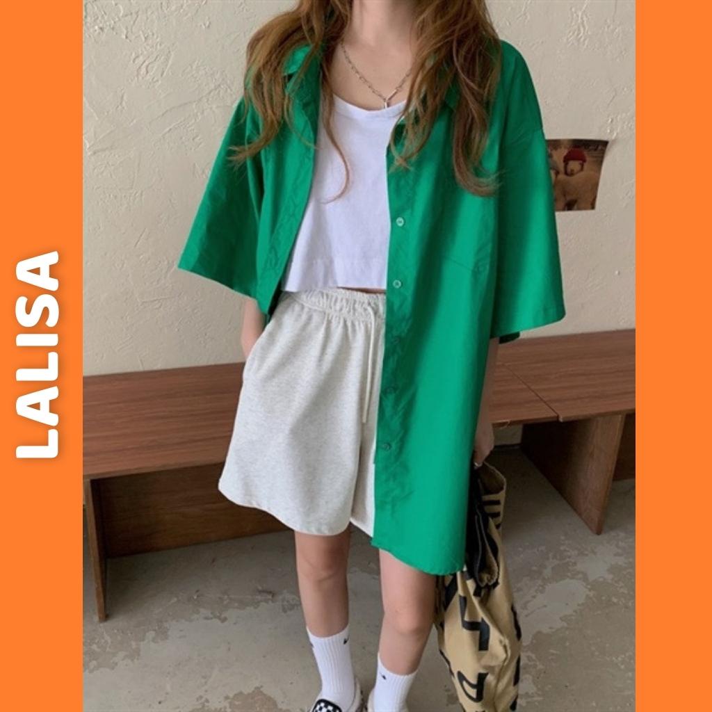 Áo Sơ Mi Tay Lỡ Form Rộng Nhiều Màu LALISA Áo Sơ Mi Nữ Kiểu Oversize Tay Ngắn Phiển Bản Mùa Hè Cao Cấp Hot Trend AO017