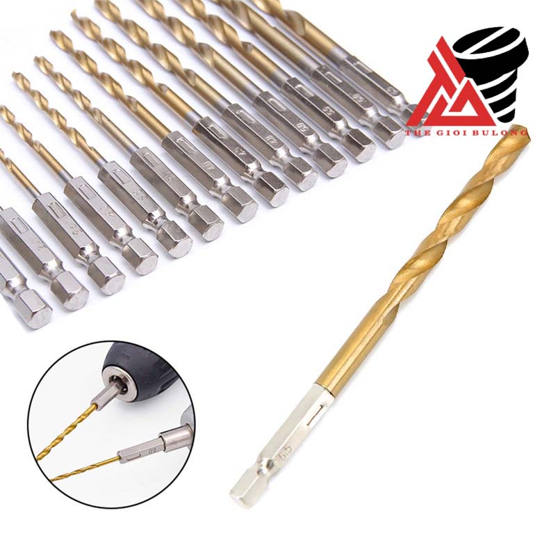 Mũi khoan xoắn lục giác mạ titan có cán lục giác chắc chắn