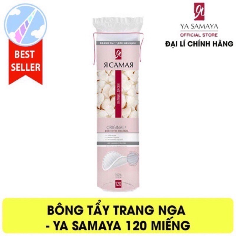 Bông tẩy trang Nga 120 miếng YA SAMAYA, Bông tẩy trang Nga 100% Cotton 120 miếng.