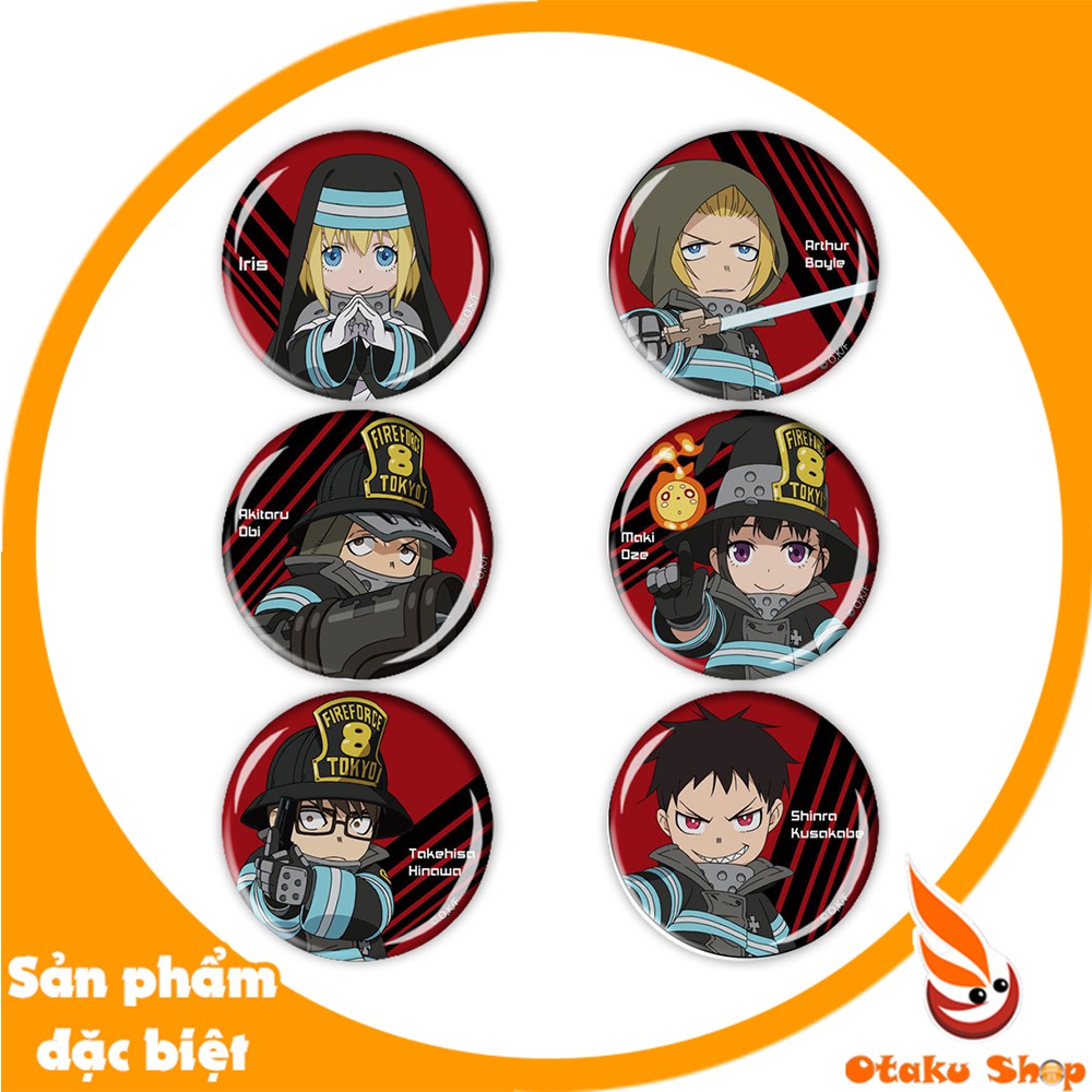 SET 6 CÁI huy hiệu Anime Fire Force hay Enen no Shouboutai - Biệt Đội Lính Cứu Hỏa - Bộc Hỏa Nhân Tượng