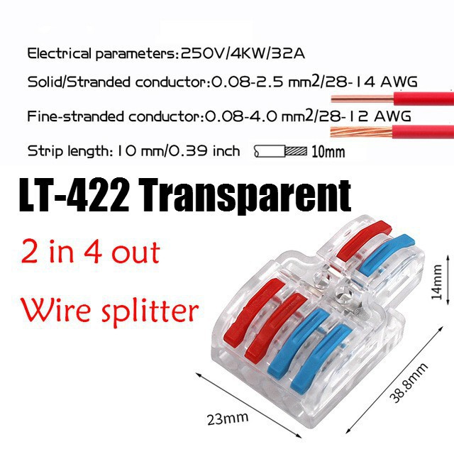 Set 5 Đầu Nối Dây Điện Chia Cổng LT-422 / 623 2 Trong 4 / 6