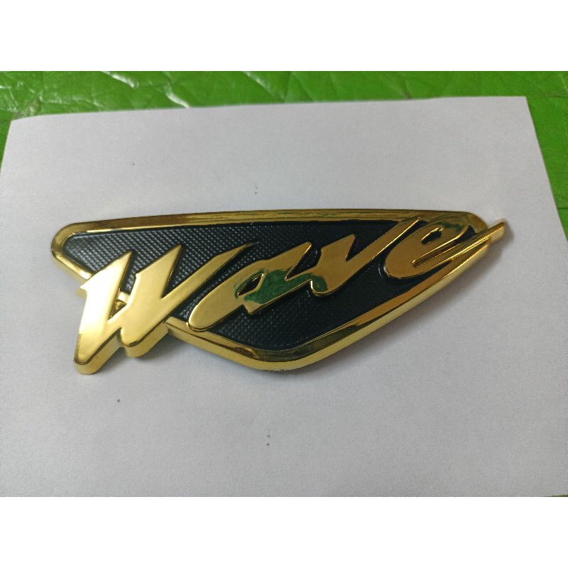 Bộ lộ gô nổi dán mặt nạ trứớc xe Wave crôm vàng New