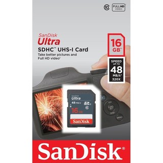 Thẻ nhớ Máy Ảnh SD Sandisk Ultra 320x 16GB Class 10 UHS-I 48MB/s (Xám)