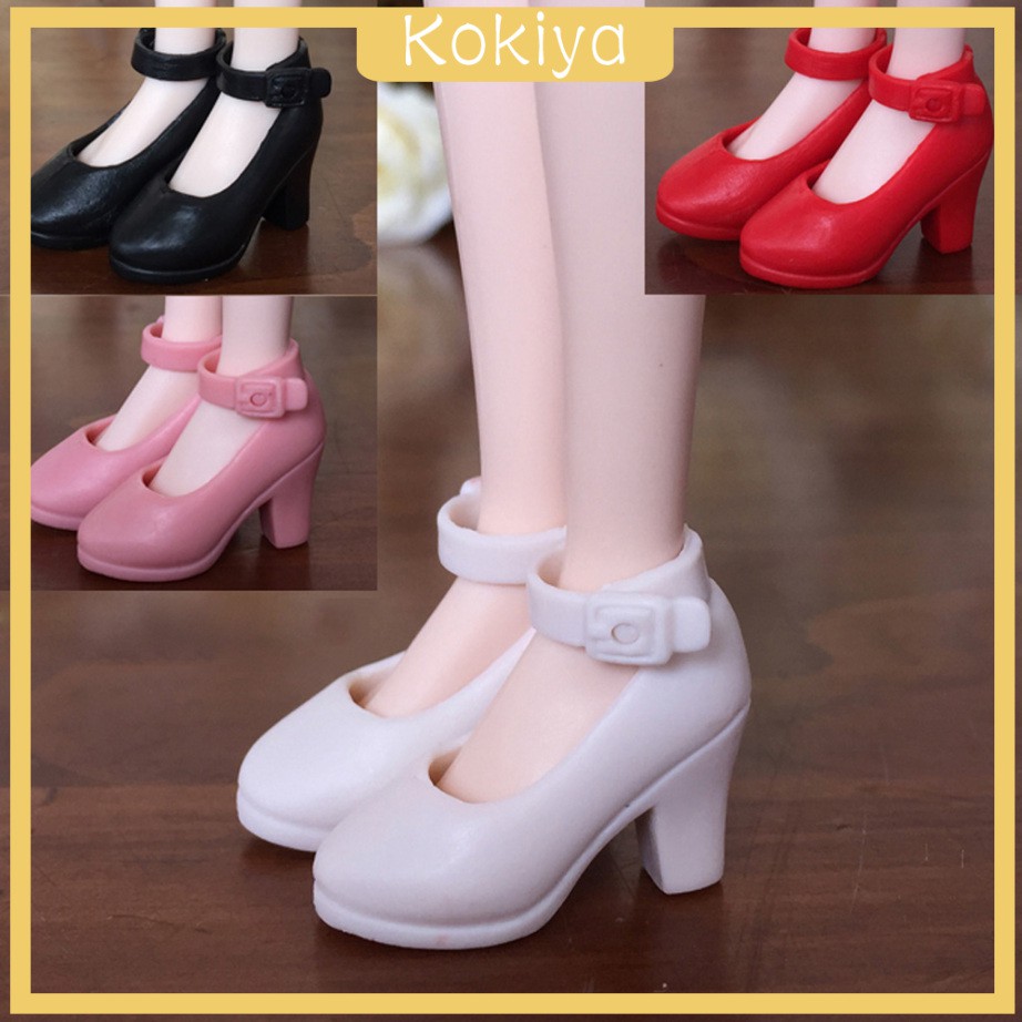 Giày Cao Gót Mini Màu Đen Cho Búp Bê Tỉ Lệ 1 / 6